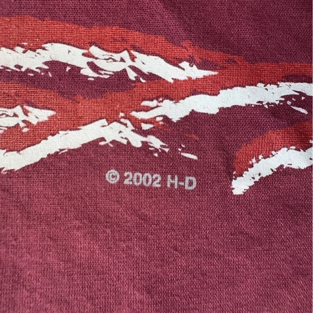 VTG Y2K 02 Harley-Davidson Burgundy Bandana with Patriotic Accents